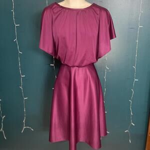 Vintage 1970s Joseph Ribkoff Satin Blouson Dress Size XS